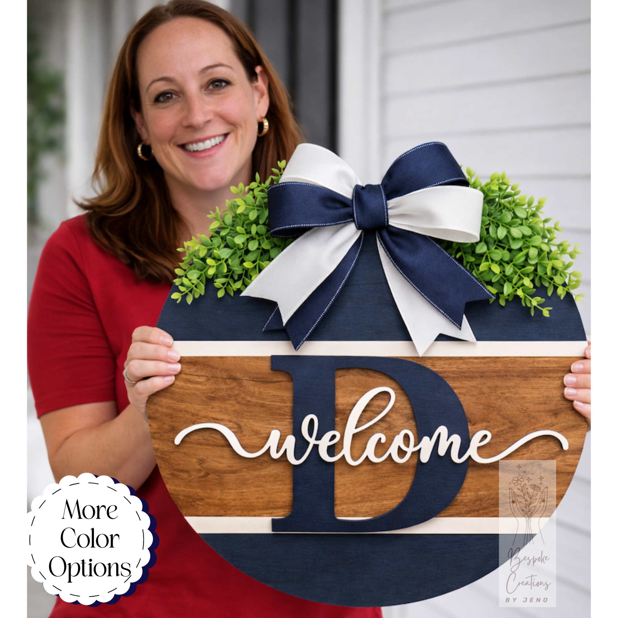 Personalized Wood Welcome Door Hanger Sign