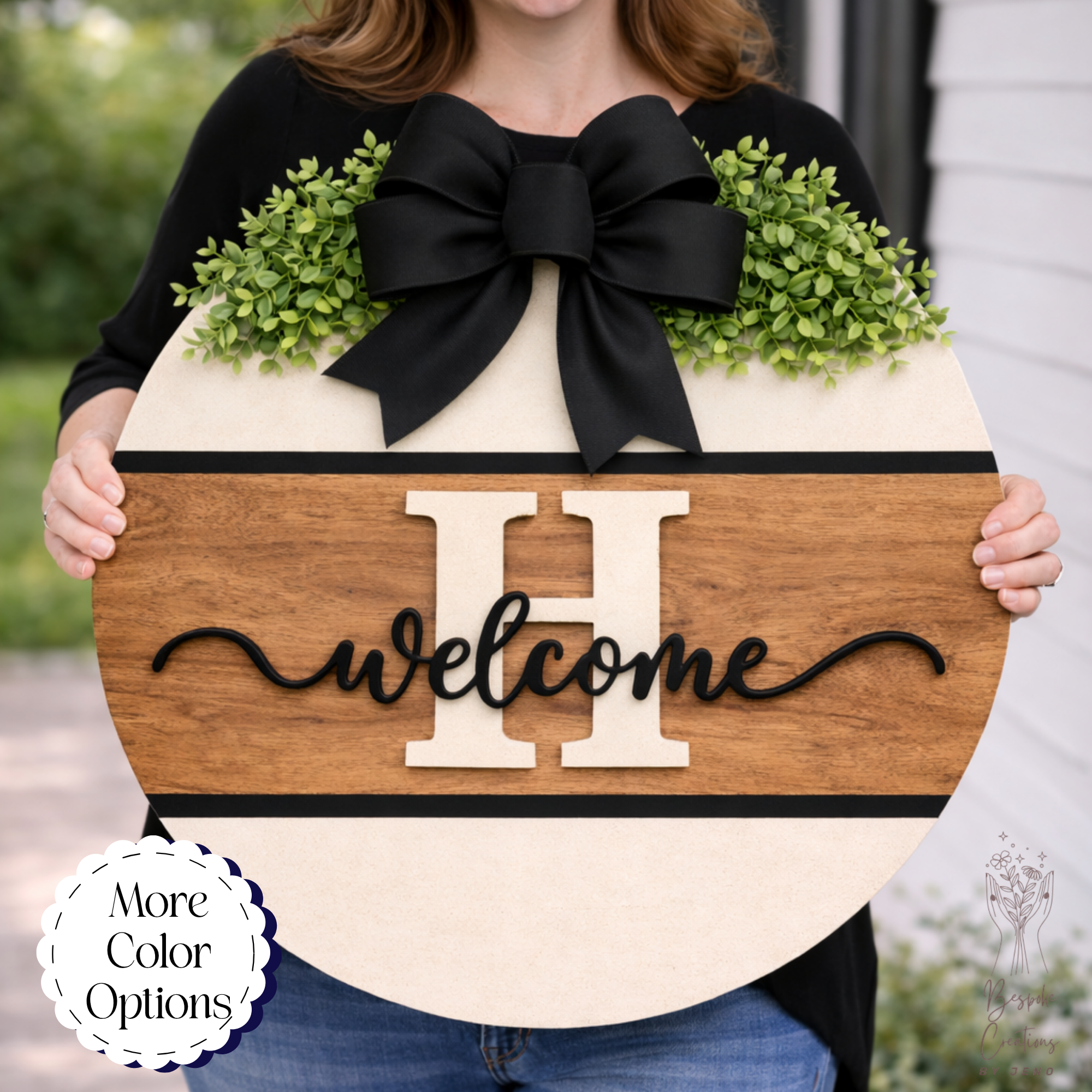 Personalized Wood Welcome Door Hanger Sign