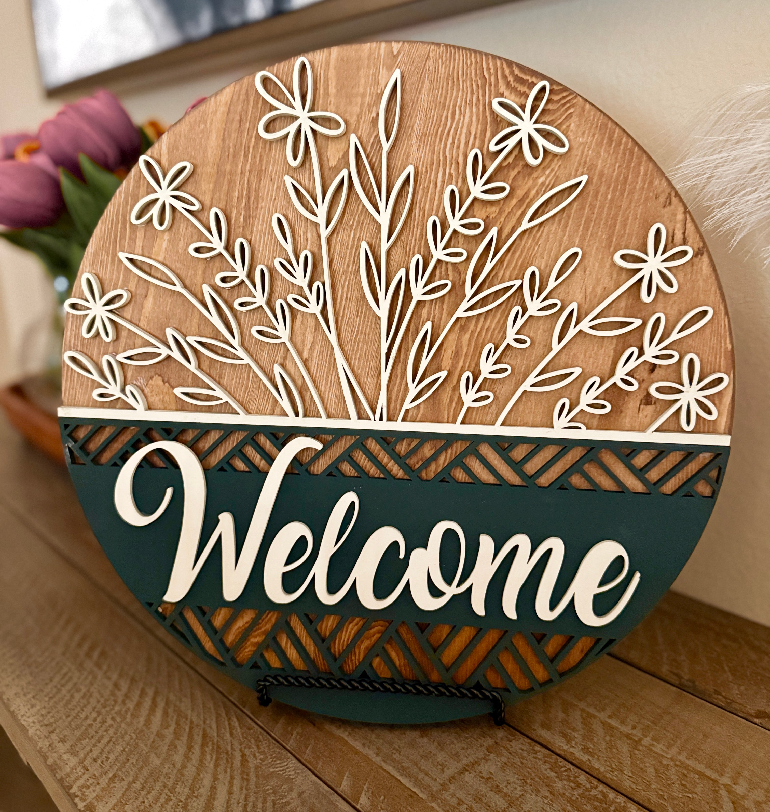 Personalized Welcome Door Hanger, Door Sign, Custom Sign, 3D Wood Sign