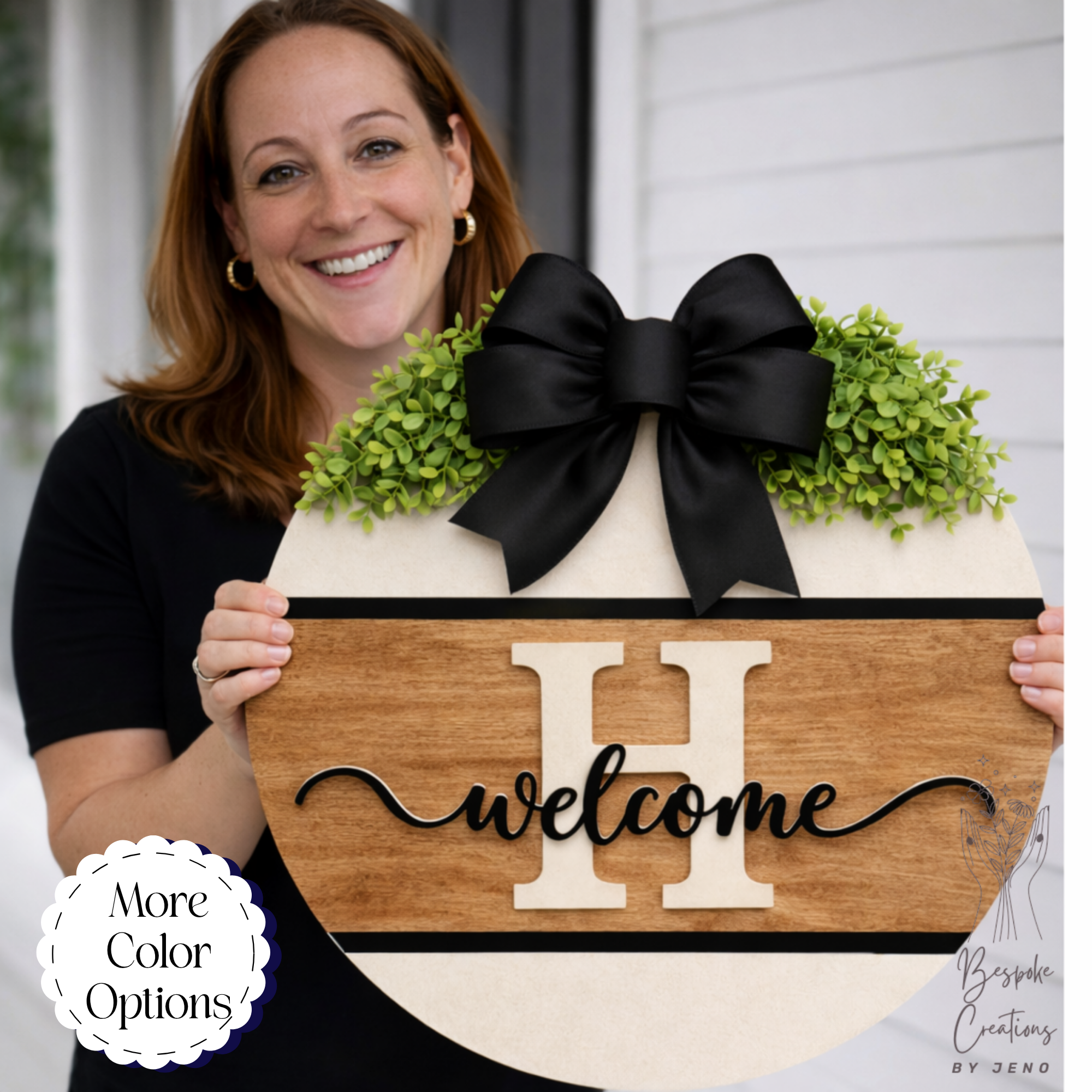 Personalized Wood Welcome Door Hanger Sign