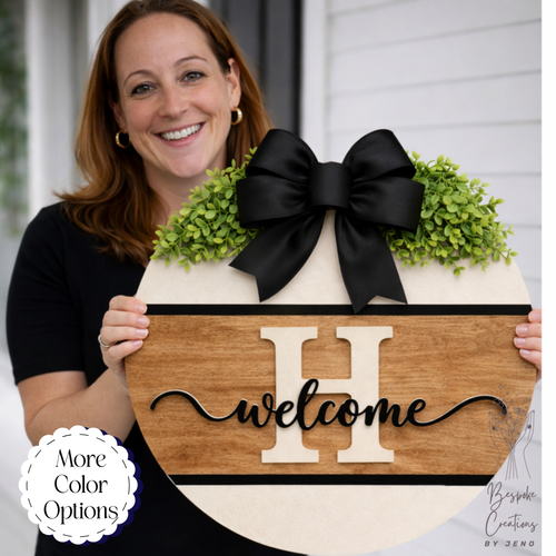 Personalized Wood Welcome Door Hanger Sign