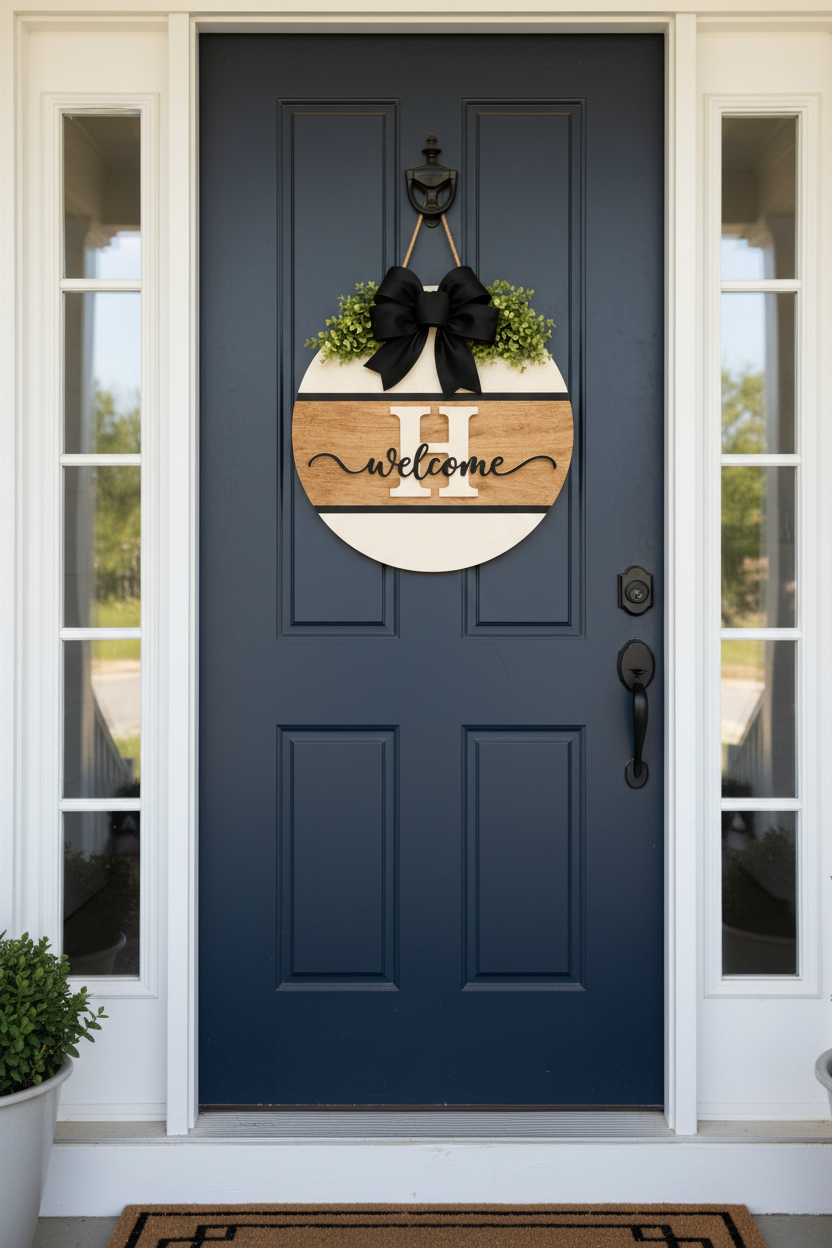Welcome Door Hanger on Exterior Front Door