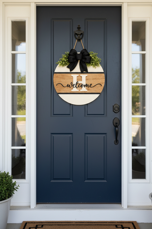 Welcome Door Hanger on Exterior Front Door