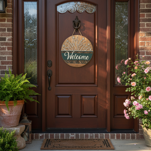 Welcome Sign on Front Door